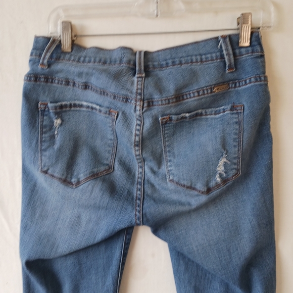 Kancan Maternity Skinny Jeans Size 26 Side Panel Low Rise Medium Wash Raw Hem - Picture 10 of 15